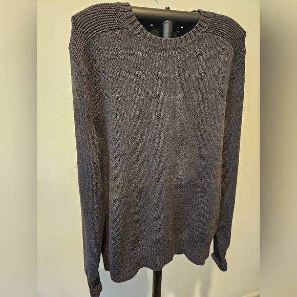 EDDIE BAUER MEN'S DARK GREY HEAVY COTTON KNIT PULLOVER SWEATER SIZE LARGE - Picture 1 of 12